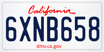 CA license plate 6XNB658