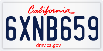CA license plate 6XNB659