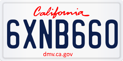 CA license plate 6XNB660