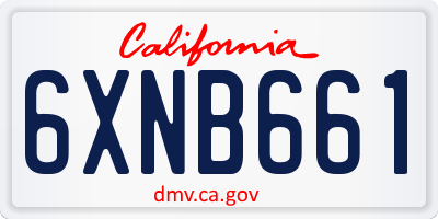 CA license plate 6XNB661