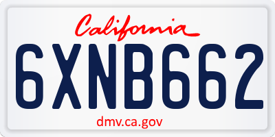 CA license plate 6XNB662