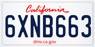 CA license plate 6XNB663