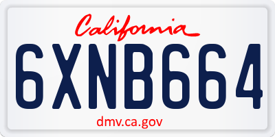 CA license plate 6XNB664