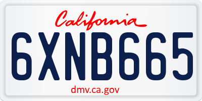 CA license plate 6XNB665
