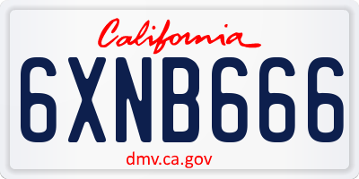 CA license plate 6XNB666