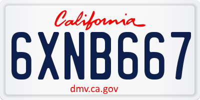 CA license plate 6XNB667