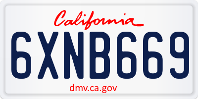 CA license plate 6XNB669