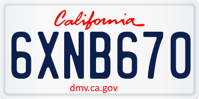 CA license plate 6XNB670
