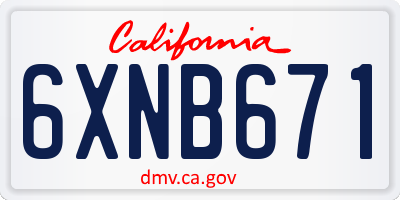 CA license plate 6XNB671