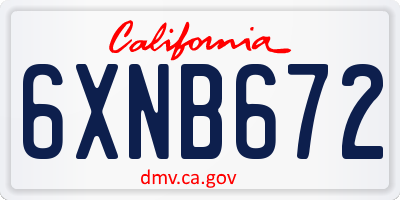 CA license plate 6XNB672