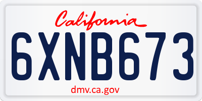 CA license plate 6XNB673
