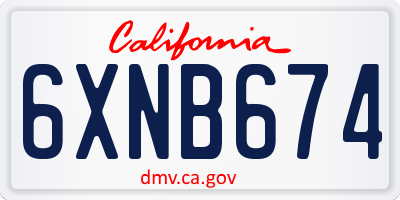 CA license plate 6XNB674