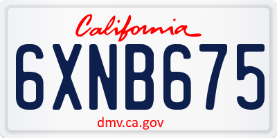 CA license plate 6XNB675