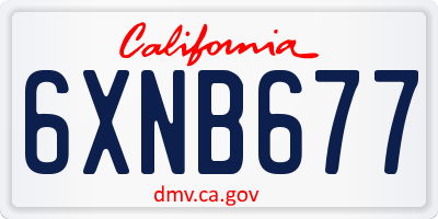 CA license plate 6XNB677