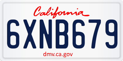 CA license plate 6XNB679