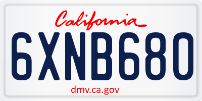CA license plate 6XNB680