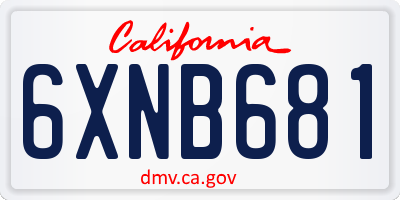 CA license plate 6XNB681