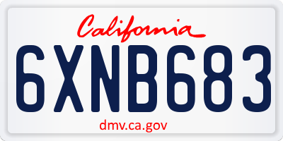 CA license plate 6XNB683