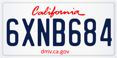 CA license plate 6XNB684