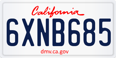 CA license plate 6XNB685