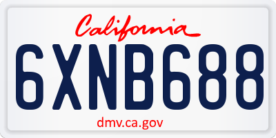 CA license plate 6XNB688