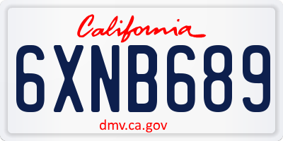 CA license plate 6XNB689