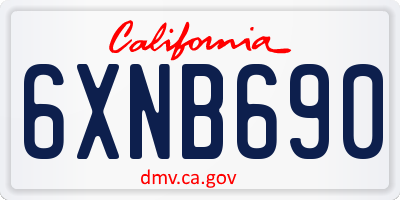 CA license plate 6XNB690
