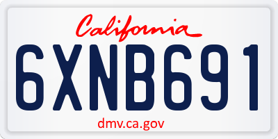 CA license plate 6XNB691