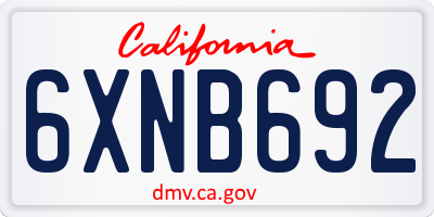 CA license plate 6XNB692