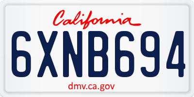 CA license plate 6XNB694