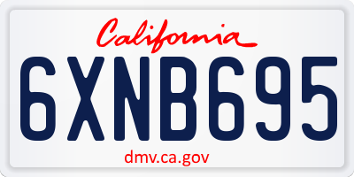 CA license plate 6XNB695