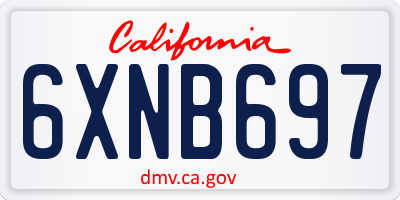 CA license plate 6XNB697