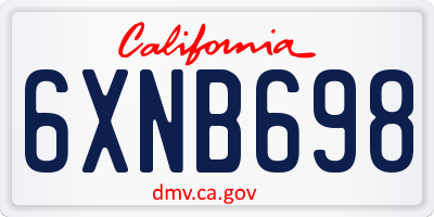 CA license plate 6XNB698
