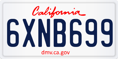 CA license plate 6XNB699