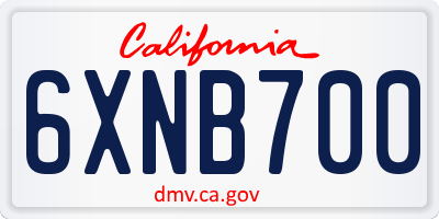 CA license plate 6XNB700