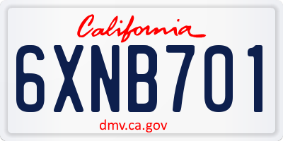 CA license plate 6XNB701