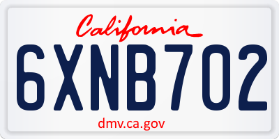 CA license plate 6XNB702