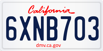 CA license plate 6XNB703