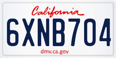 CA license plate 6XNB704