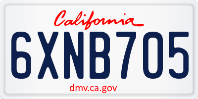 CA license plate 6XNB705