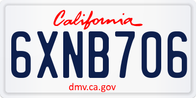 CA license plate 6XNB706