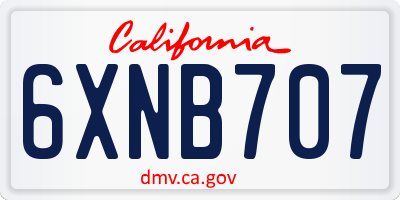 CA license plate 6XNB707