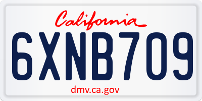 CA license plate 6XNB709