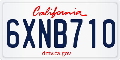 CA license plate 6XNB710