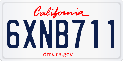 CA license plate 6XNB711
