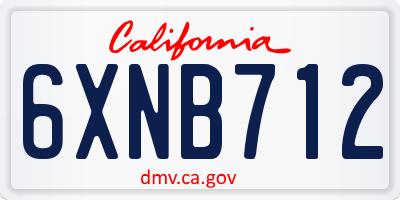 CA license plate 6XNB712