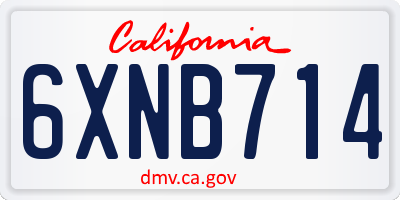 CA license plate 6XNB714