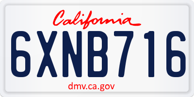 CA license plate 6XNB716