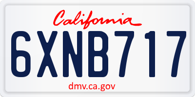 CA license plate 6XNB717