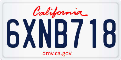 CA license plate 6XNB718
